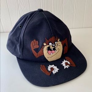 Vintage 1995 TAZ Looney Tunes HAT Black Cap Snapback Embroidered USA